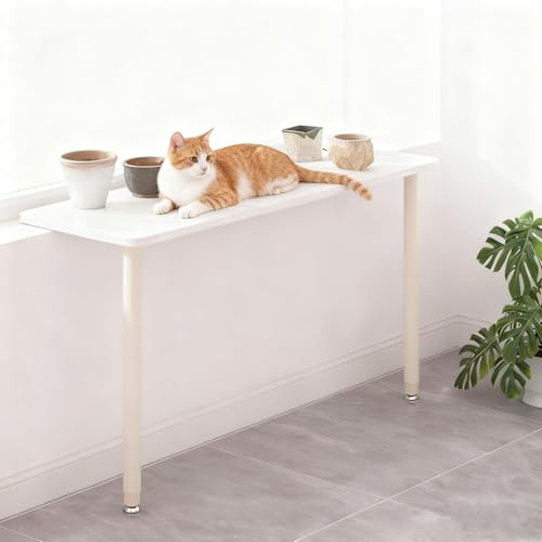 EXCLURA Extensor para Alféizar de Ventana Repisa de Ventana Extensible para Gatos, Estante Extensible para Ventana con Altura Ajustable, Soporte para Plantas de Repisa(Beige,100x40cm(39 3/8x15 3/4))