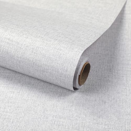 LZH-LP Papel Tapiz Autoadhesivo Gris Textura de Hierba Tejida, 40x500CM Vinilo Decorativo Pared Papel de Contacto para Muebles Impermeable Removible Renovación para Cocina Salón Dormitorio Armarios