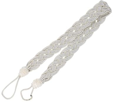 CRAFTHROU 2 Alzapaños para Cortinas Tejidos a Mano en Poliéster Beige, Correas Trenzadas para Sujetar Cortinas Grandes y Pesadas en Dormitorio o Bistró