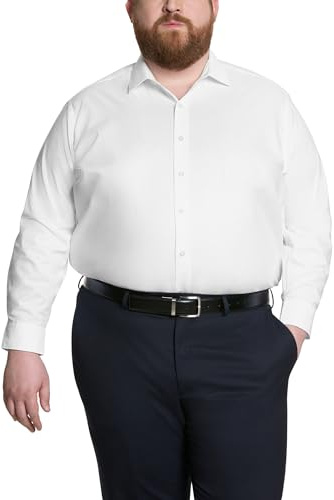 Kenneth Cole Unlisted Men's Dress Shirt Big and Tall Solid , White, 20 Neck 35-36 Sleeve