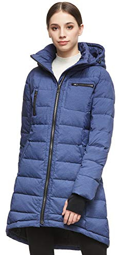Orolay Women's Down Jacket Coat Mid-Length Blue S