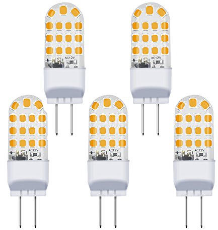 Bonlux 3.5W G6.35 LED Glühbirne GY6.35 AC/DC 12V Warmweiß 3000K 360 ° Abstrahlwinkel Ersetzen 35W Halogenlampe für Unterschrank Schreibtischlampe Beleuchtung Nicht Dimmbar (5-Stück)