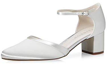 Rainbow Club Brautschuhe Stacy - Damen, Pumps, Ivory/Creme, Satin, Riemchen, Bequem gepolstert, Gr. 39 (UK 6)