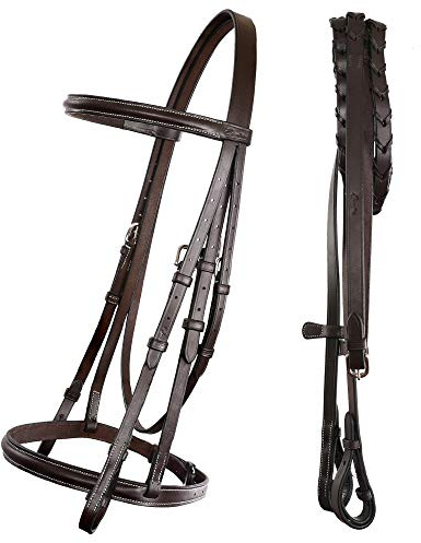 ExionPro Briglia da cacciatore con redini allacciate | Briglia da cacciatore per cavallo | Inglese Horse Tack
