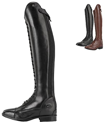 Ridstövlar LEGACY VENADO med polosnörning | italienskt läder | bra passform | certifierad kvalitet | komfort innersula | extra långa skosnören | storlekar 37–42 | svart och brun, svart, 39 EU X-bred