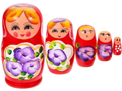 NUOBESTY Wooden Russian Nesting Dolls Matryoshka Dolls Stacking Doll Toys for Halloween Christmas New Year Gifts