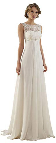 Lecureler Long Lace Prom Bridesmaid Wedding Dress Ivory Size 10