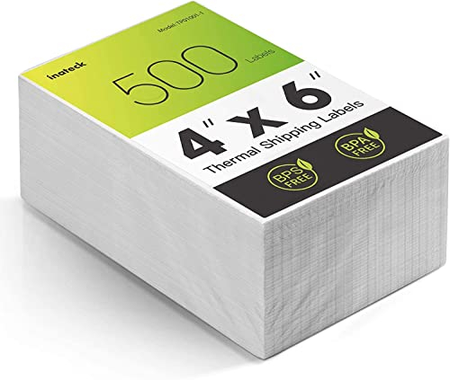 Inateck Thermopapier Versandetiketten, 4 × 6 Zoll (100 mm × 150 mm), Wasserfester Versandaufkleber, BPA/BPS-frei,500 Stück