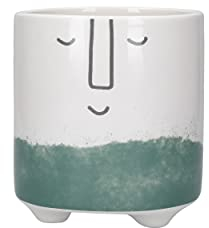 KitchenCraft Vaso per Piante da Interno, Erbe Aromatiche, Cactus e Piante Grasse in Dolomite, 10x10x11 cm, Ombre Verdi