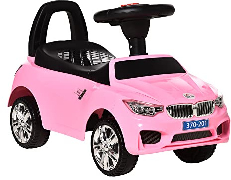 HOMCOM Ride on Car Baby Toddler Walker Foot to Floor Sliding Car Slider w/Horn Music Working Lights Storage for 1.5-3 Years Old, Pink