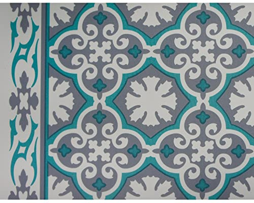 matches21 Bodenbelag Soft Vintage Läufer Orient Muster Küchenläufer waschbar Polyester Vinyl grau grün 1 STK 65x100 cm