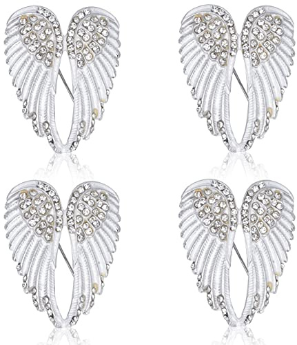 4Pcs Angel Wings Pendant Pin Brooches, Angel Diamond Brooch, Crystal Rhinestone Brooch Pins, Elegant Wing Brooches, Suit Dress Wings Cute Lapel Pin for Wedding Bridal Birthday