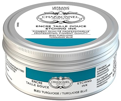 Kolnel, koppartryckfärger, högpigmenterad djuptrycksfärg, utmärkt ljusäkthet, vegan, levande färger, åldringsbeständig, 200 ml kruka – turkos