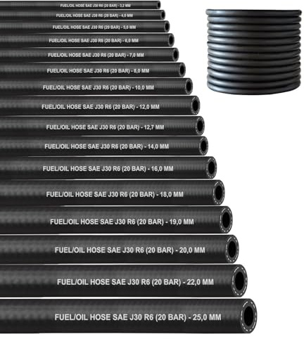 (6 mm) 2 meter slang bensinslang oljeslang bränsleslang dieselslang bränsleledning för bensin bränsle diesel (SAE J30 R6) (inre Ø: 6,0 mm/yttre Ø: 13,0 mm (1/4 tum)