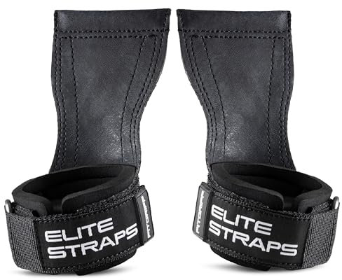 Fitgriff® Elite straps draghjälpmedel med gummidyna för styrketräning – bodybuilding, fitness, gym – lyftremmar – för kvinnor och män (svart, XL)