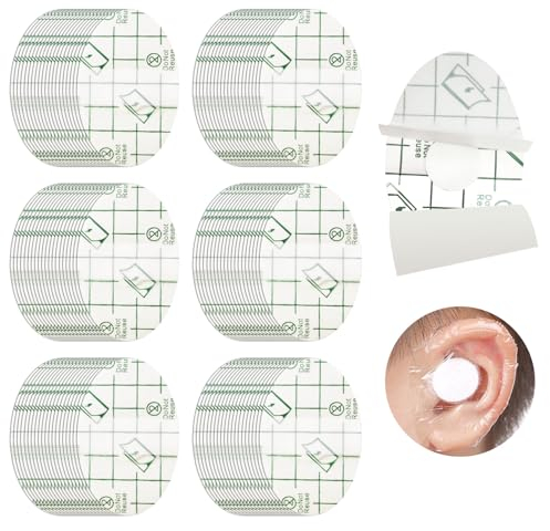 UILYNIU 120 Pcs Ear Covers for Shower Waterproof Ear Stickers E ar Protectors Swimming Ear Plugs with Waterproof Cotton Ear Plugs Waterproof Ear Covers for Kids Adults Swimming Bathing (120)