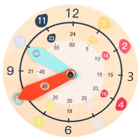 Sarini Reloj de Madera con Formas de Colores para clasificar y enseñar a los más pequeños, Reloj para el Aula, Regalo Educativo para el Aprendizaje temprano