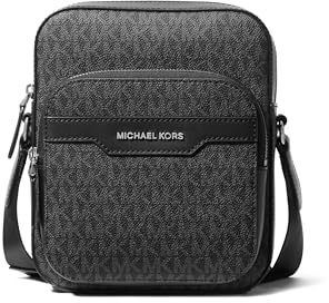 Michael Kors Hudson Double Zip Mini Flight Bag, Silver Tone-Hardware/Black
