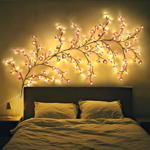 SUPRBIRD Luci Rami di Ciliegio Decorazione Parete, 96 LED con Telecomando, 8 Modalità Illuminazione + Timer, Rami Flessibili Luci Camera da Letto Interni per Casa Matrimoni Regalo