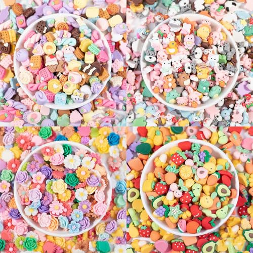 pclapora 100 Piezas Surtido de Charms de Slime, Cute Cartoon Bulk Flatback Charms, Adornos de Gelatina y Resina Plana, Cute Cartoon Bulk Flatback Resina Adornos, para Hacer Manualidades