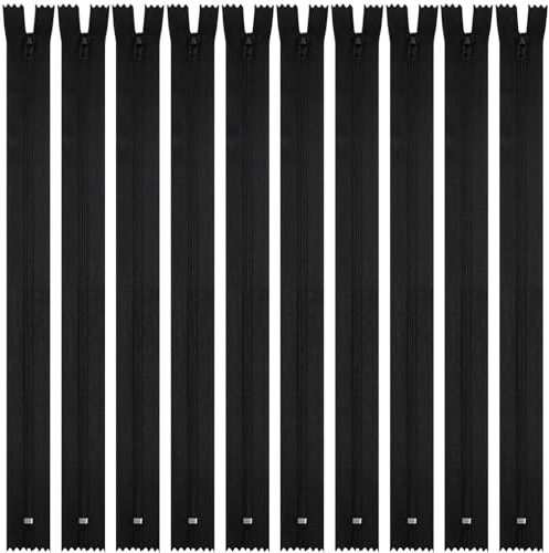 DOITEM 10pcs Multicolor Nylon Coil Zippers Reißverschluss for Sewing and Crafts (Schwarz, 25cm)
