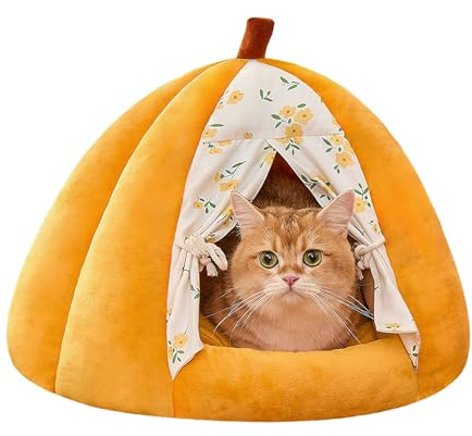Kixolazr Cama Cueva Para Gatos - Peluche Lavable Con Almohadilla Extraíble | Cerrado Lindo Cama Cueva Para Gatos,Para Gatito Cachorro Interior Decoración Hogar Apartamento Sala Estar Balcón Clima Frío