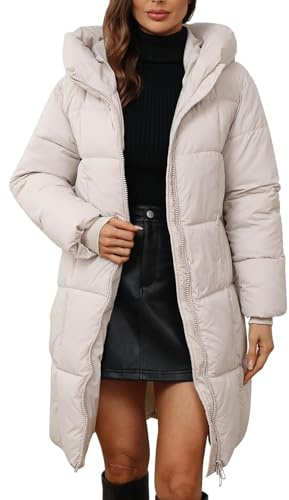 Generisch Chaqueta de plumas para mujer, con capucha, abrigo de invierno, chaqueta acolchada, cálida, impermeable, larga, a la moda, abrigo de invierno para mujer