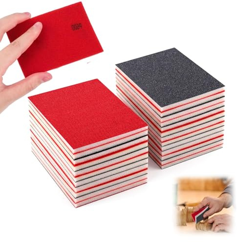 20 Piezas Esponjas de Lijado Húmeda y Seca, 180-3000 Esponja Abrasiva Manual Lavable, Reutilizable Taco Abrasivo de Lijado, Bloque de Lija de Grano para Madera, Metal, Cocina Muebles