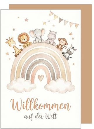 Edition Seidel Tarjeta de felicitación premium para nacimiento con sobre, tarjeta de felicitación, tarjeta de nacimiento, tarjeta de nacimiento, tarjeta de nacimiento, refranes, llegada, bienvenida