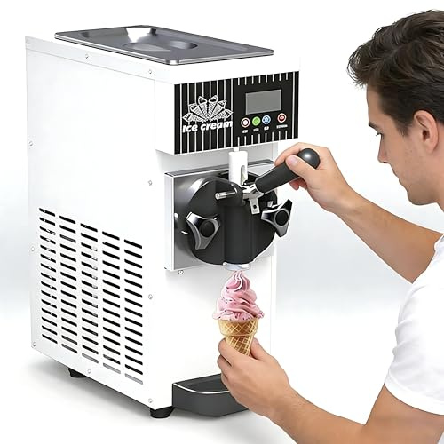Mjukglassmaskin, 4-5 Kg/H Kapacitet 750w Kommersiella Glassmaskiner, Mjukglassmaskin för BäNkskiva med 1 Smak Lcd-Panel för Barer, KaféEr, Restauranger, Hem MilkyWhite