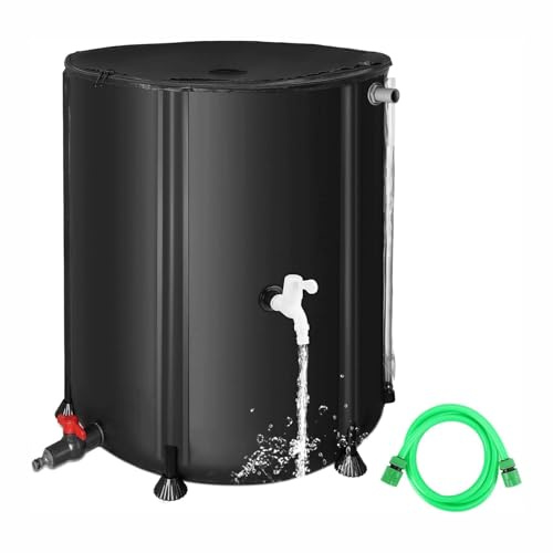 Barril de lluvia plegable para colección de agua de lluvia, tanque de almacenamiento de agua portátil de PVC con espiga de manguera, colector de agua de canalón