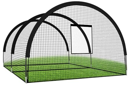 IDEALHOUSE Cage de Frappe Multifonction, Filet d'Entraînement Résistant pour Baseball Softball Golf, Structure Solide, Adapté au Jardin et Entraînement Extérieur, Montage Facile