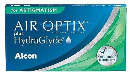 Air Optix plus HydraGlyde for Astigmatism Monatslinsen weich | 6 Stück | BC 8.7 mm | DIA 14.5 mm | CYL -1.25 | ACHSE 20 | -02.00 Dioptrien