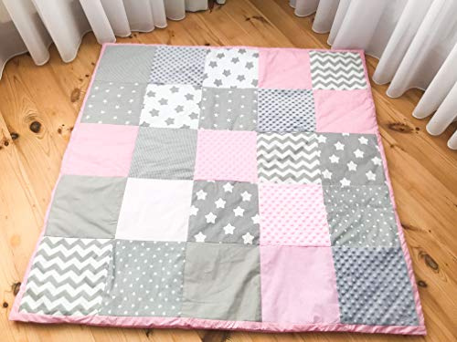 Kospu Manta de juego patchwork manta de juego manta bebé 125 x 125 cm