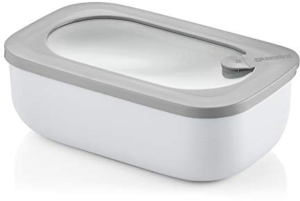 Guzzini Kitchen Active Design Contenitore Ermetico Rettangolare per Frigo/Freezer/Forno a Microonde, Spalvieri & Del Ciotto, 20 x 12 x h7 cm, 900 cc, Grigio