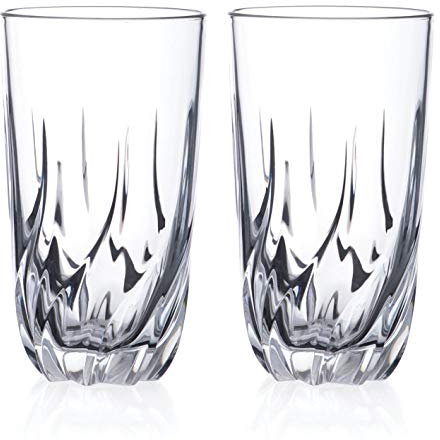DIAMANTE High Balls 'Firenze' Long Drink Cocktail or Water Glasses Dishwasher Safe Crystal Glasses- Set of 2