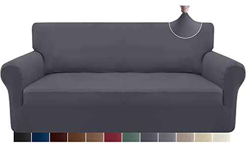 Granbest Funda para sofá de 3 plazas, muy suave, de elastano, para perros y mascotas, con base elástica (3 plazas, gris)