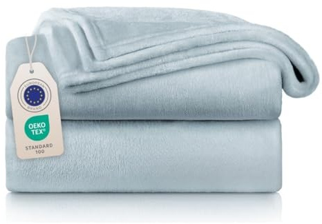 Blumtal Coperta Pile 150x200cm - Coperta Plaid divano super morbida - Coperta Divano certificata OKEO-Tex - winter blanket blu chiaro