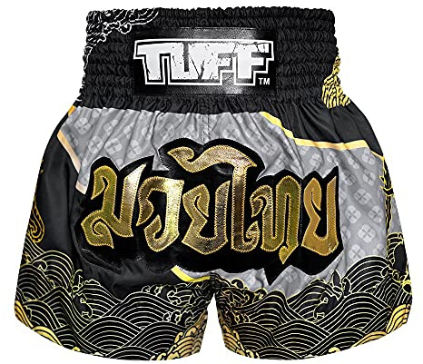 Tuff Sport Short de boxe Muay Thai pour hommes et unisexe Bleu Taille S Style traditionnel MMA Kickboxing Grappling Entraînement fitness