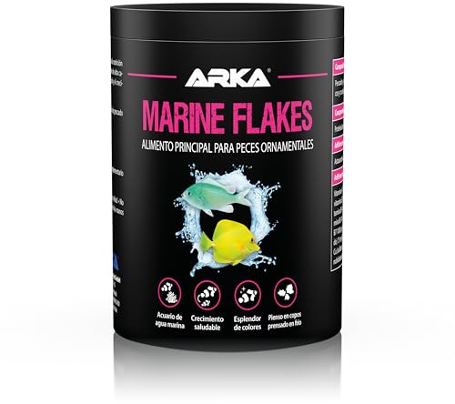 Escamas para Peces Marinos – ARKA Marine Flakes 100 g / 1000 ml – alimento Principal prensado en frío – Mejora Color, Crecimiento y Salud – Altamente digerible – Ideal para acuarios de Agua Salada