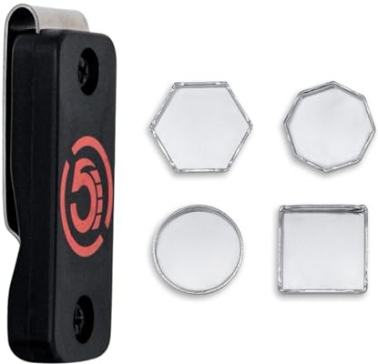 Cru5h Billiards Magnetic Chalk Holder Belt Clip - Rare Earth Neodymium Magnet Belt Clip with Metal Chalk Holders - Circle, Hexagon, Octagon, and Square Included