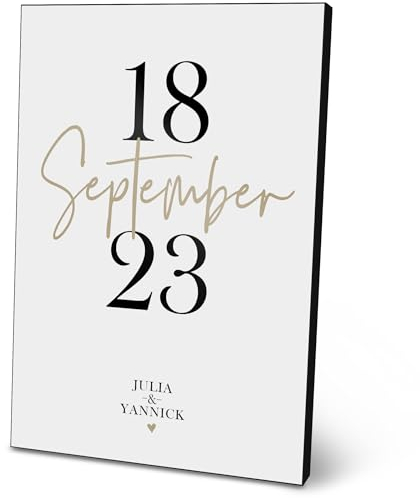 ARTFAVES® Personalisiertes Bild - Datum No.2 - Geschenk für Paare, Hochzeit, Kennenlerndatum, Hochzeitstag als Poster 21 x 30/30 x 40 cm ohne/mit Rahmen oder als Holzbild