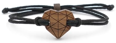 WALDHERZ Holz Armband Geometrisches Herz aus Walnussholz | Herzarmband | handgefertigt in Deutschland