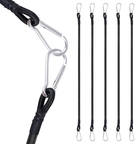 moinkerin Corde Elastiche con Moschettone,5 Pezzi 30CM Corda Elastica Resistente Gancio Elastico per il Fissaggio di Bagagli, Portabagagli, Campeggi, Motociclette e Teloni