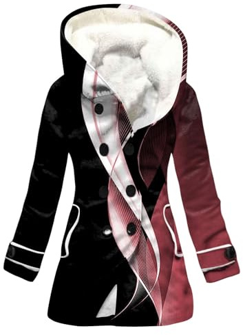 SCBFDI Giacca Teddy Donna Invernale Mantella Piumino Pile Giacchetto Curvy Felpe Y2K Tuta Felpata Rosso M