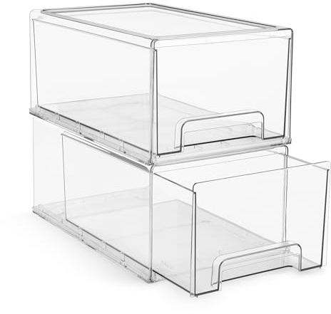 Sorbus Clear Stackable Storage Drawers with Pull-Out Bins (Large, 2 Pack)