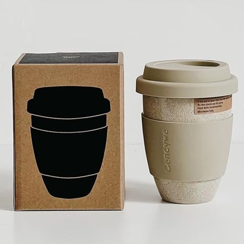 Gencywe Ceramic Travel Mugs with Silicone Lids, 15 oz Portable Coffee Mug Travel Unique To Go Mug, Reusable Coffee Cups with Non-Slip Sleeve, Cappuccino,Tea,Latte,Iced Coffee Cups, Dishwasher Safe