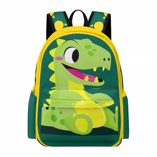Fiwsuyr Dinosaur Backpack for Boys Girls, Dinosaur Bookbag for Preschool Kindergarten Elementary, 16.5 Inch Kids Cartoon Backpack