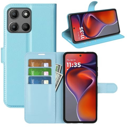 Fertuo Coque pour Motorola Moto G15 / Moto G15 Power, Antichoc Portefeuille Étui Housse en Cuir à Rabat Flip Cover Case avec Silicone Bumper, Porte Carte, Béquille, Boucle Magnétique, Bleu