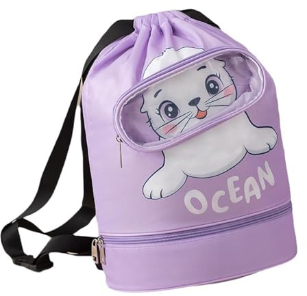 JINJUMEI Sac Natation Enfants Sacs de Sport à Cordon Enfant Imperméable Sac de Plage pour Enfants avec Séparation Sec-Humide avec Cordon Serrage Natation pour Gym Plage Piscine Voyage